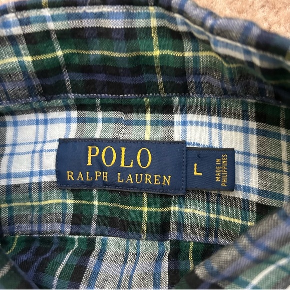 Polo Ralph Lauren Linen Long Sleeve Plaid Button Down Shirt - Picture 4 of 8